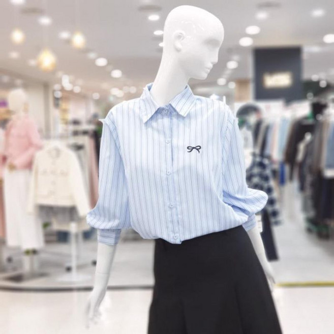 에이비에프지 abfz sh06 로맨틱 리본 스트라이프 롱셔츠 SLBZA5B33G