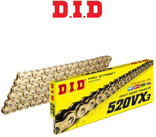 D.I.D 체인 250VX3-G&G 800cc급 골드 오토바이 체인, 1개