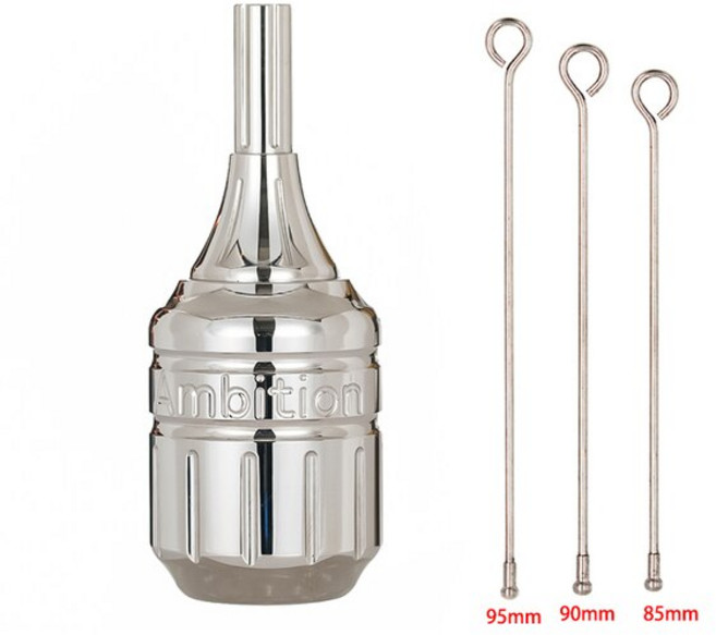 타투 문시 그립 손잡이고품질 스테인리스 조정 가능한 귀영 나팔 카트리지 그립 회전하는 기계 총을위한 자, 01 Silver, 1개