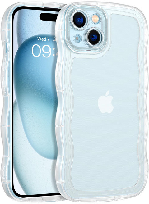 BENTOBEN iPhone 15 TPU 15 케이스 클리어 한국 귀여운 웨이브 소프트 미끄럼 방지