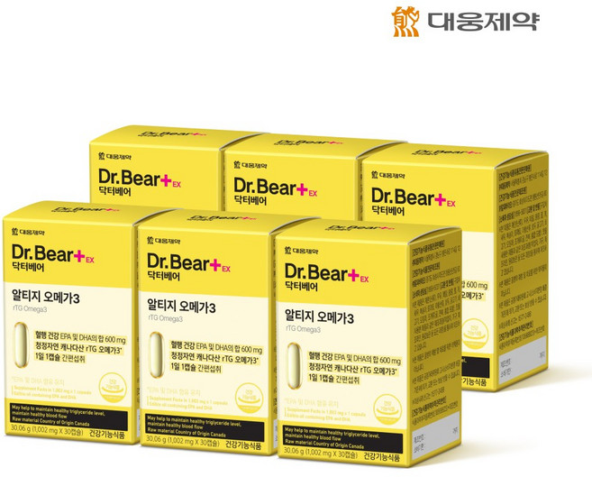 대웅제약 닥터베어EX 알티지 오메가3 rTG 6박스