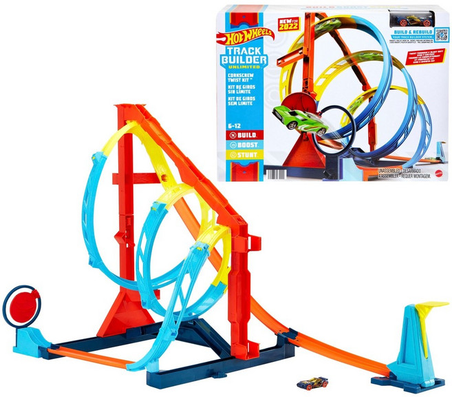 Hot Wheels 風火輪 軌道建造師 螺旋形特技軌道組 內附小車, 1個