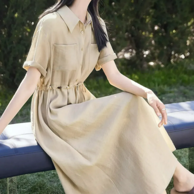 빌리즈빈 여성 여름 카라넥 반팔 롱원피스 JC07