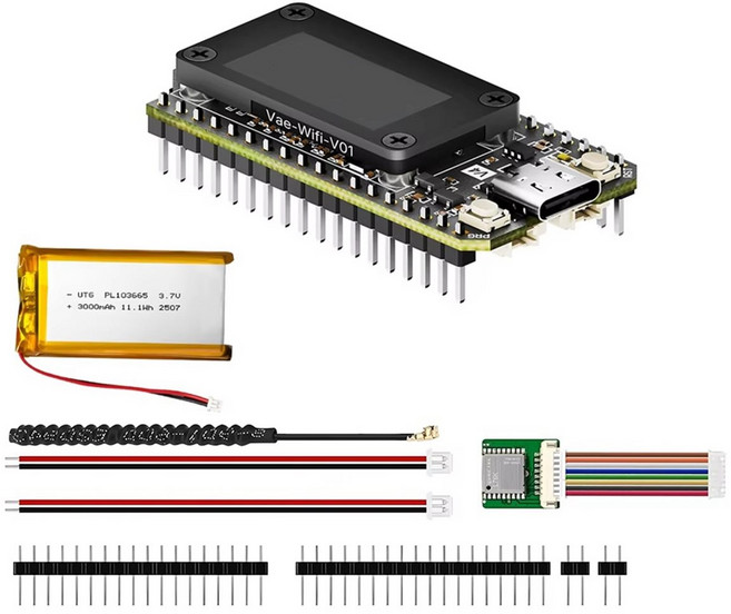 WiFi LoRa 32 V4 Meshtastic 개발 보드 세트 소프트 안테나 ESP32 SX1262 BLE 저전력 GPS 모듈이 포함된 3000mAh 배터리, 검은색
