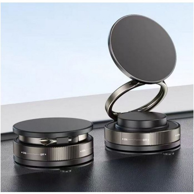 해브유 차량용 초강력 진공 흡착 흔들림방지 마그네틱 휴대폰 거치대 360도 회전 접이식 핸드폰거치대, 블랙, 1개