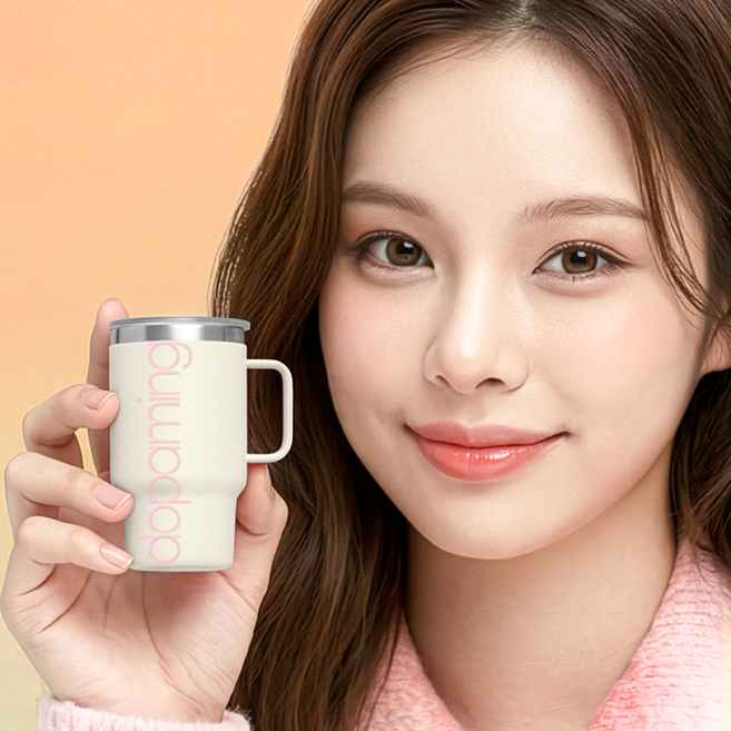 도파밍 미니텀블러 가벼운 머그 텀블러 컵, 1개, 120ml, 크림핑크