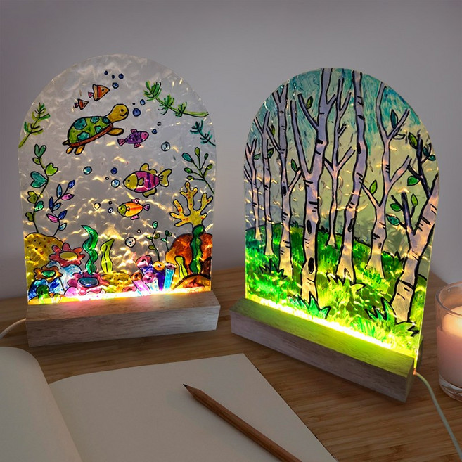 LED 아크릴 무드등 만들기(원목받침), 여름바다