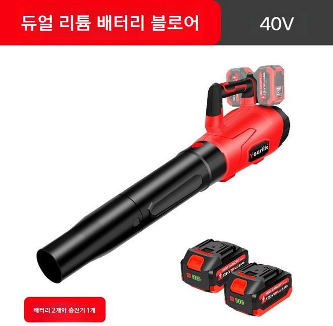 초강력 무선송풍기 낙엽 충전 제설 블로워 눈청소기 대포, 40V 듀얼 리튬 전기(2배터리)