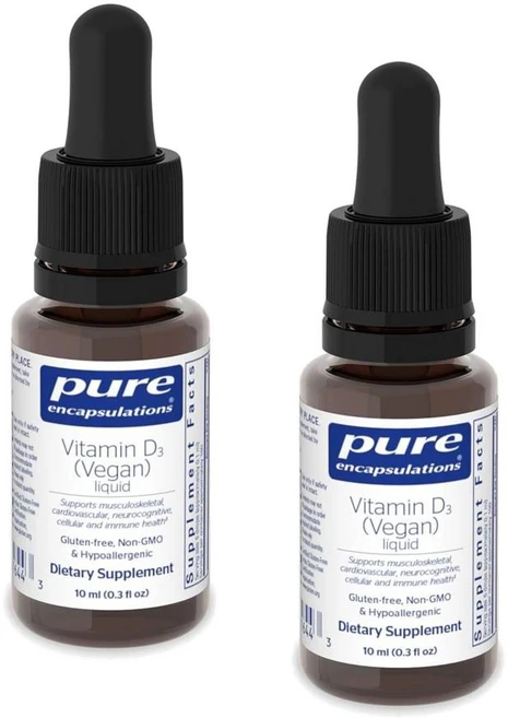 퓨어인캡슐레이션 비타민 D3 (비건 채식) 리퀴드 액상 Pure Encapsulations Vitamin D3 (Vegan) Liquid, 2개, 10ml - 쿠팡