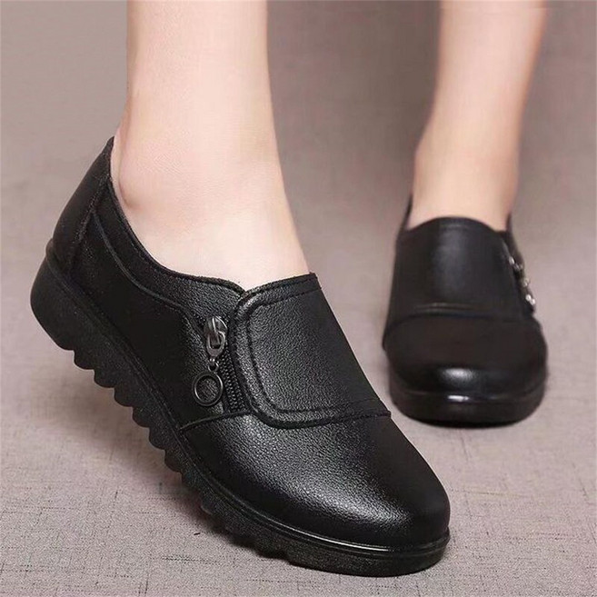 TKX 엄마신발 여자 가죽 로퍼 편안한 방수 겨울용 캐주얼 신발 가벼운 로퍼구두 K87