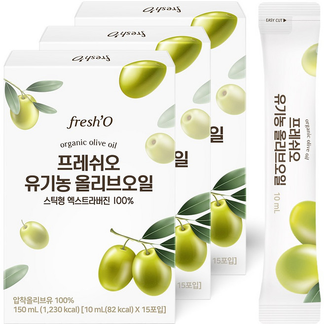 프레쉬오 유기농 엑스트라버전 올리브오일 스틱 100% 스페인, 10ml, 45개