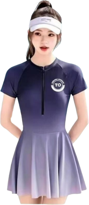 TONNY SYSTEMS 女士連體泳衣漸變色 泡湯游泳顯瘦, 紫色漸變7204 泳鏡