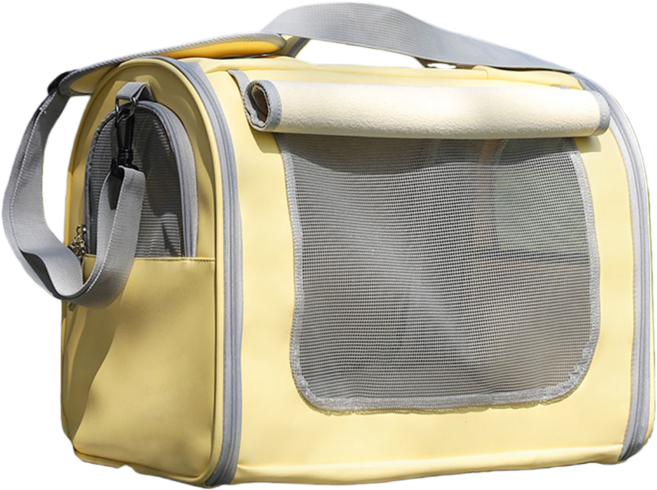 포프린츠펫 고양이 이동장 강아지 이동가방 반려동물 이동가방 삼면통풍 이동가방+이너쿠션, 노란색, 1개