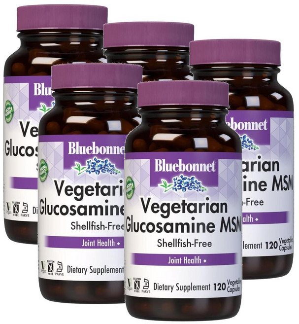 블루보넷 베지테리언 글루코사민 엠에스엠 BlueBonnet Vegetarian Glucosamine MSM, 5개, 120정
