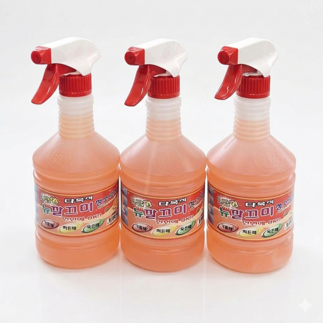 3개 고농축 초강력 뉴 깔끄미 다목적 세정제 본품600ml 리필1000ml 찌든때제거 기름때제거 묵은때제거, 1L, 4번-리필3개