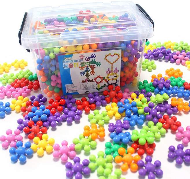 바른키즈 눈송이 블럭 200pcs 대 사이즈 놀이블럭 유아교구, 1개