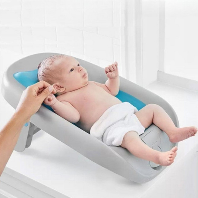 아기샴푸의자 신생아 아기 목욕 의자 씻기기 욕조, 1개, 블루 목욕의자