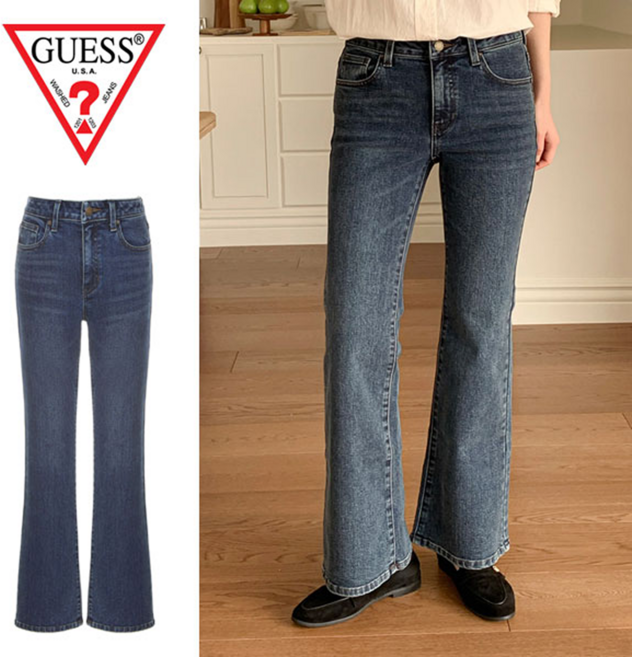 [정품] 게스 여성 슬림 부츠컷 청바지 중청 봄 사계절용 데일리