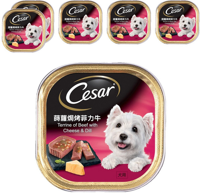Cesar 西莎 狗罐頭, 蒔蘿焗烤菲力牛, 100g, 6罐