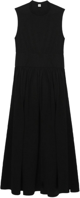 토템 민소매 플리츠 맥시 드레스