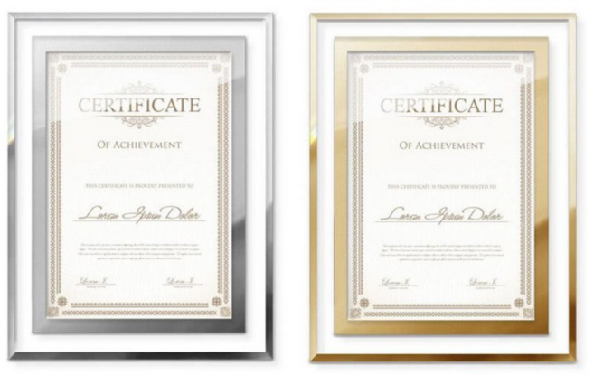 A4 고급형 크리스탈 상장 액자 골드 실버 세트, 2개, 프리미엄실버
