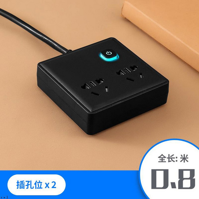 다국적 멀티탭 전원코드 5m 16A 4000W 필터 여행 어댑터 멀티 워킹홀리데이 와이어, 2탭 블랙 0.8m, 식스 멀티탭, 1개
