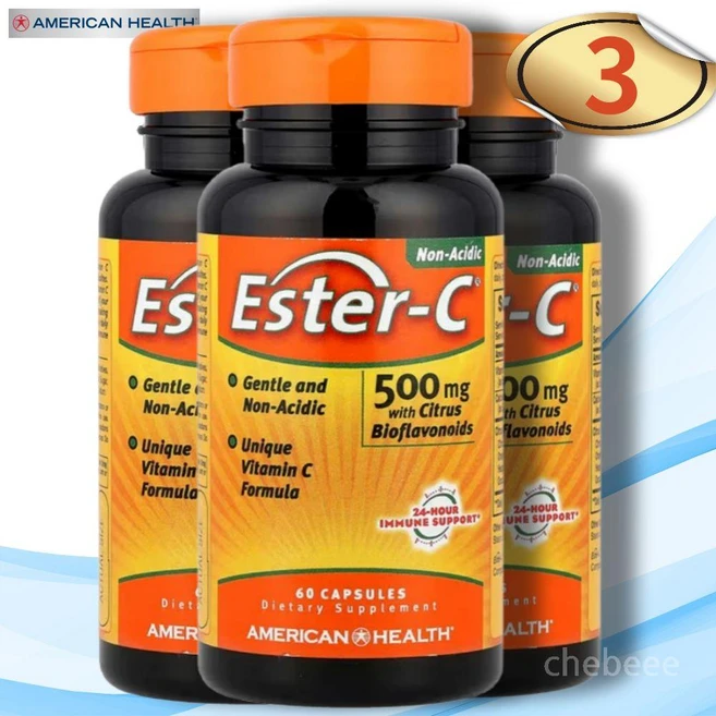 아메리칸헬스 에스터 중성 비타민 C 시트러스 바이오프라보노이드 500mg 60캡슐 3병, 60정, 3개 - 쿠팡
