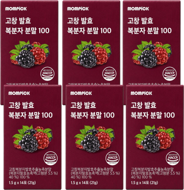 맘픽 고창 복분자분말 100%식약청인증 HACCP 정품, 6개, 14회분
