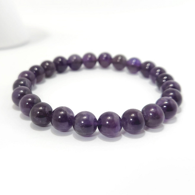 지홍 천연 자수정 팔찌 8mm 2월 탄생석 운세 재물운 건강운 행운 금전 소원 성취 커플 패션