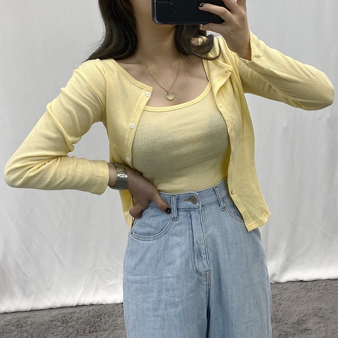 바나나2 여리여리 여성 여름 홀터 나시 가디건 투피스 세트