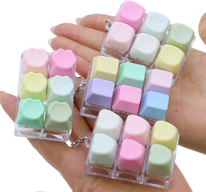 키캡키링 6구 스트레스 열쇠고리1 + 1 2개 세트