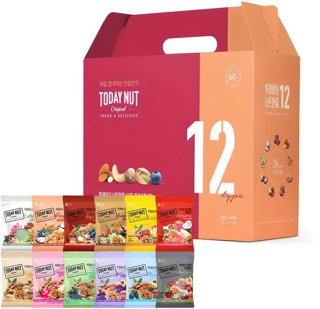 투데이넛 너트한줌 12종 견과세트 1.2kg, 1세트 - 쿠팡