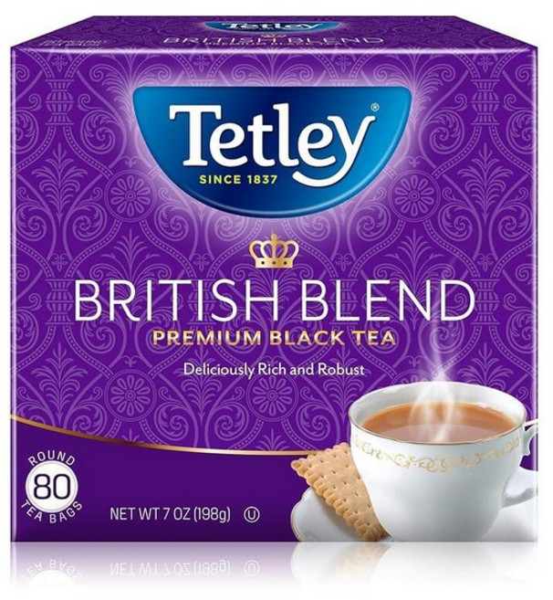 Tetley British Blend 프리미엄 디카페인 홍차 차 티백 40개 6개 팩 열대우림 동맹 262495, Black Tea, 80ml