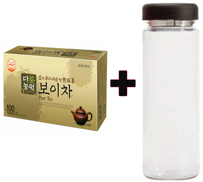 다농원 보이차 100T+워터보틀, 1개, 1개, 600mg, 100개입