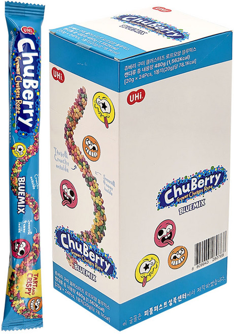 츄베리 로프모양 젤리 - 블루믹스, 24개, 20g