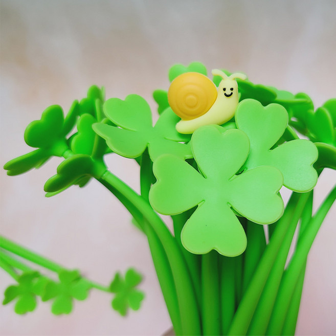 네잎클로버볼펜 예쁜 귀여운 볼펜 학생들이 좋아하는 선물 판촉 홍보문구 UV인쇄, 1개