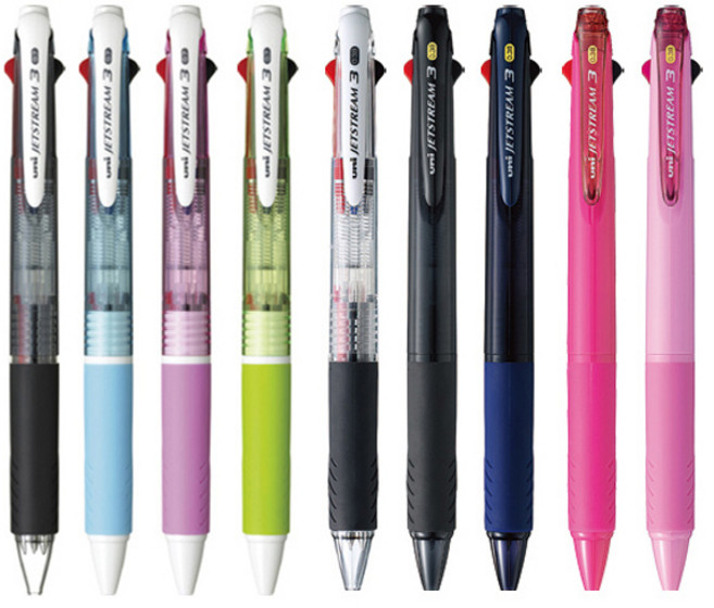 유니 제트스트림 3색 볼펜 0.38 (SXE3-400-38), 투명