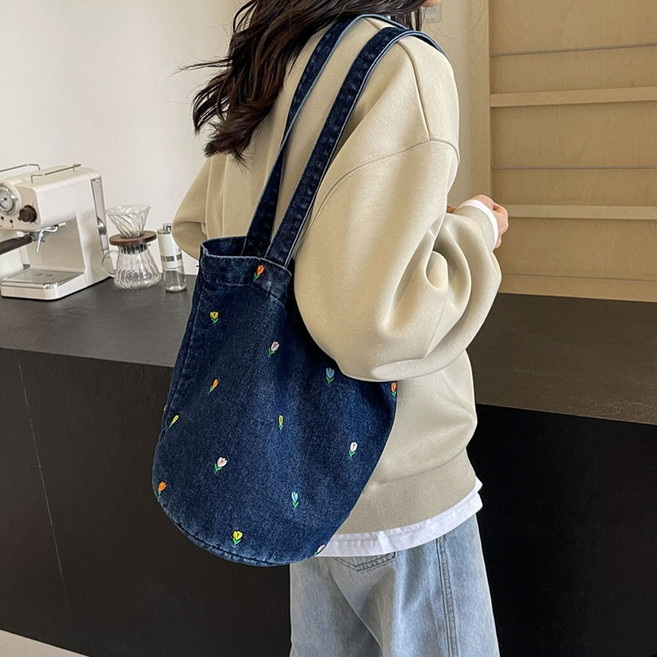 데님 숄더백 사계절 트렌드스타일 데일리 천가방 에코백 파우치 심플 여성가방