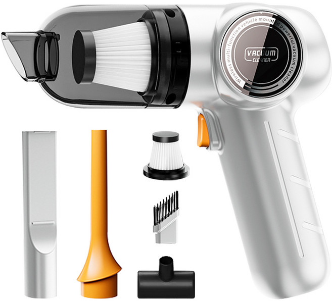 LINSHU 휴대용 무선 차량용청소기 초강력흡입 에어건 기능, 화이트