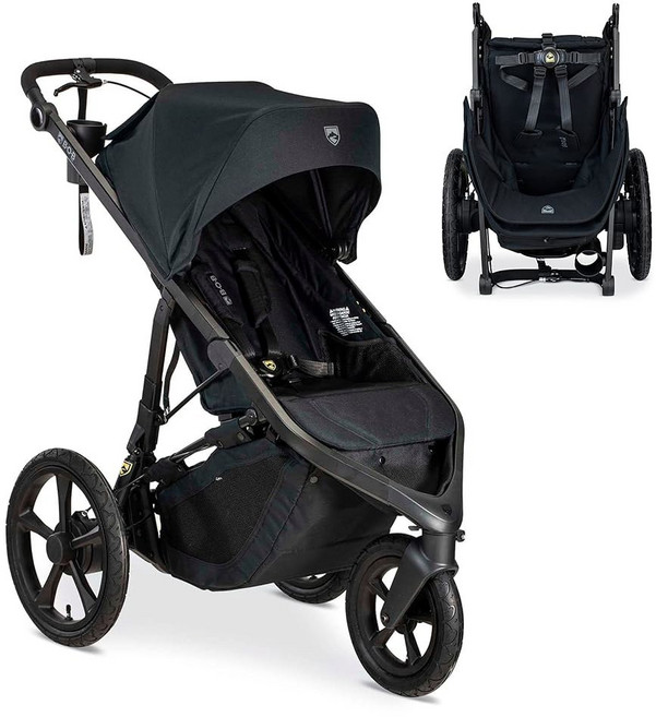 BOB 기어 웨이파인더 조깅 유모차 독립형 이중 서스펜션 공기 주입 타이어 75파운드 중량 용량 나이트폴, Wayfinder 조깅 유모차, 야간