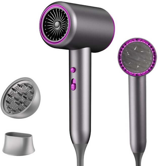 ZOZOFO 파워풍량 음이온 빠른 건조 헤어 드라이어 2000W, 그레이