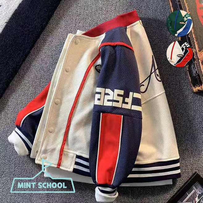 민트스쿨 어린이야구점퍼 아동야구점퍼 주니어점퍼 잠바 봄상의 남아겉옷 빈티지 야구잠바