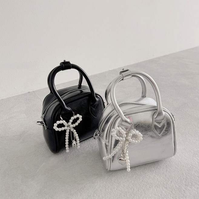 [키링세트/크로스끈] 리본 진주 키링 포인트 반달 미니백