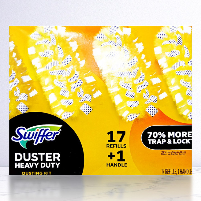 스위퍼 헤비듀티 먼지청소포 청소포 17매 핸들포함 코스트코, 1개, 옐로우