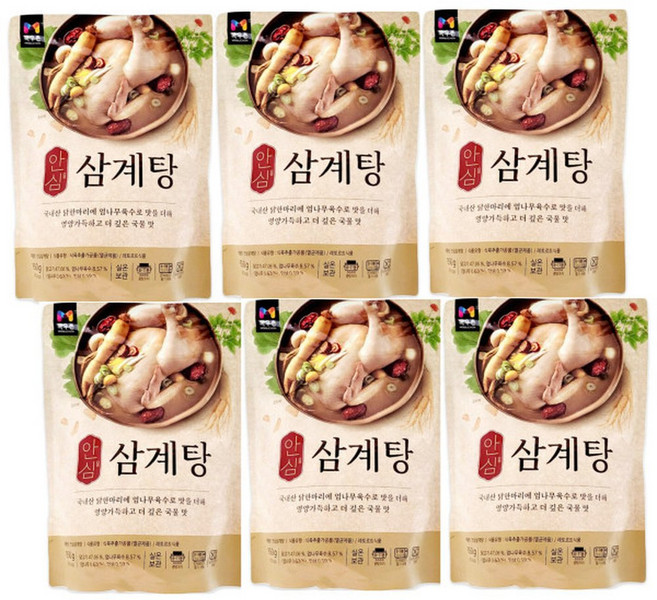 목우촌 안심삼계탕 850gx6개 무배/실온 국산닭고기 엄나무 찹쌀 돼지감자 인삼 대추 영양식 보양식 간편식, 850g, 6개