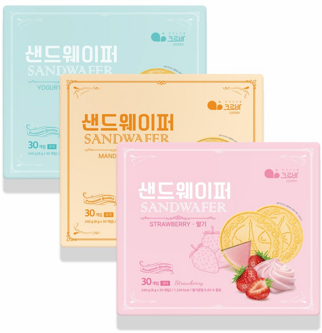 (2+1) 위드쿡 샌드웨이퍼 (요거트1/감귤1/딸기1), 1개, 240g