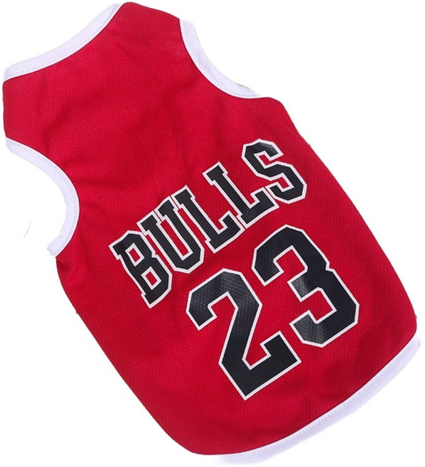 강아지옷 티셔츠 농구복 고양이옷 나시 조끼 메쉬 유니폼, 1개, 레드