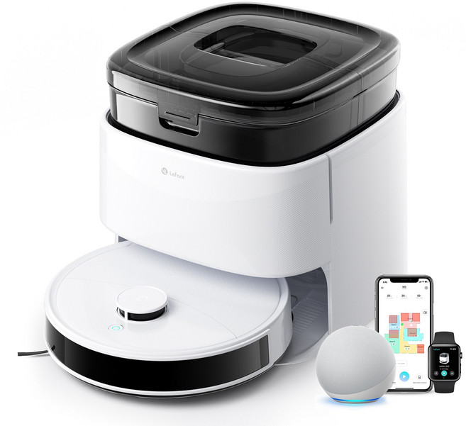 Lefant (르팡) M3 올인원로봇청소기 12000pa 경이로운 흡입력 자동 먼지비움 자동 온수세척 다기능앱제어, 화이트, 단품
