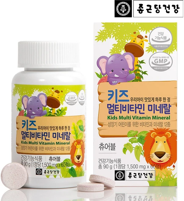 종근당건강 키즈 멀티비타민 미네랄, 60정, 1개 - 쿠팡