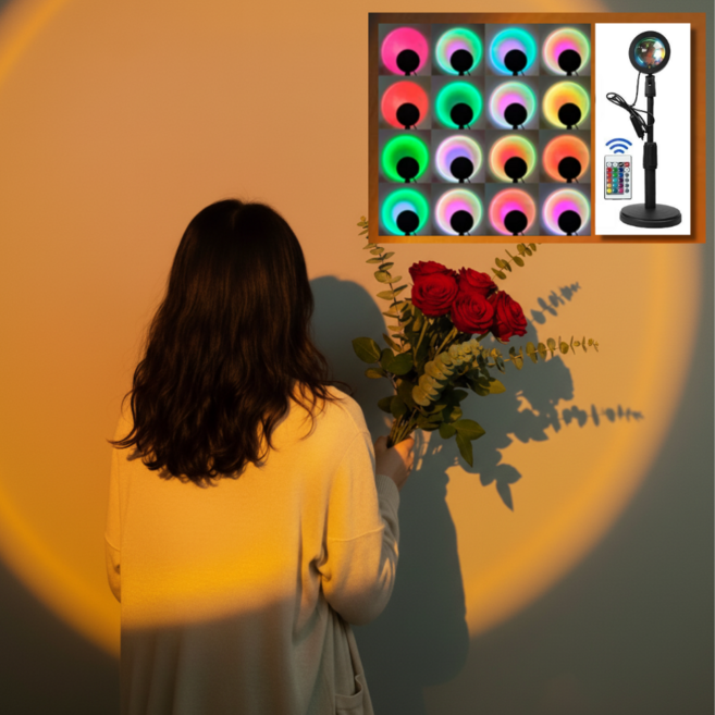 해질녘 선셋 무드등 감성 일몰 조명 리모컨형 홈카페 인테리어, 16색